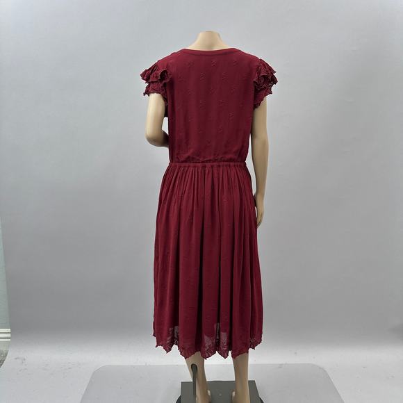 Rachel Parcell Lace Scarlet Embroidered Pleated Midi A-line Dress Red Size XL - Picture 9 of 15
